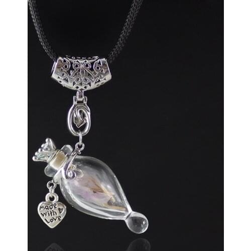 1PC Clear Water Drop Glass Perfume Bottle Necklace Essential Oil Aromatherapy Bottle Pendant Necklace