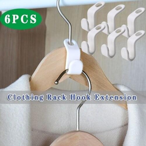 6pcs Closet Hanger Plastic Wonder Space Saver Extension Hook Clothing Storage Rack Holder Hook DIY Clothes Hanger