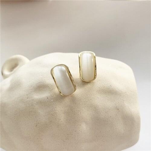 Earrings women 2020 new style simple white curved small earrings Korean fashion creative popular earrings for women