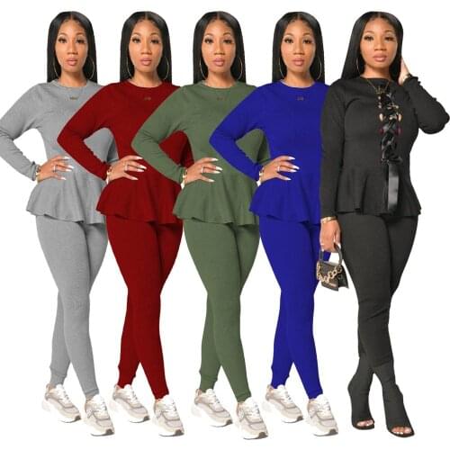 Casual Women Back Cross Bandage Crop Top+ Pants Women Tracksuit Solid Two Piece Set Streetwear Women Clothing Outfit Set