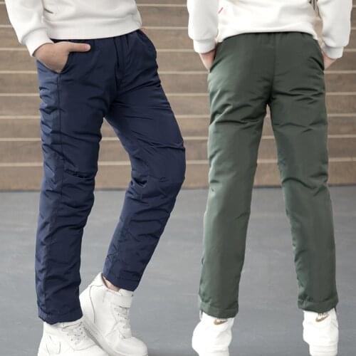Winter Cotton-Padded Trousers for Boys Girls Thickened Warm-Keeping Pants Child Trousers OuterWear Baby Winter Straight Pants