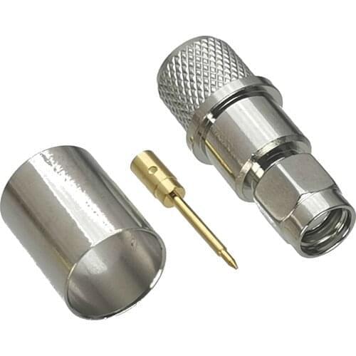 1Pcs Connector SMA Male plug Crimp For RG8 LMR400 Cable 50ohm Nickel RF Adapter Coaxial High Quanlity