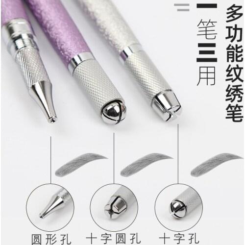 1PC Dual Head Matte Triple Use Eyebrow Floating Microblading Permanent Makeup Embroidery Pen For All Kind Needles