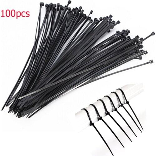 100pcs Self-Locking Plastic Nylon Wire Cable Zip Ties Black Cable Ties Fasten Loop Cable 2.5mm Or 3mm