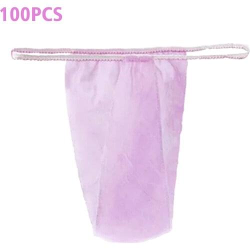 100pcs Salon With Elastic Waistband Hygienic Soft Underwear Tanning Wraps T Thong For Women Spa Portable Disposable Panties