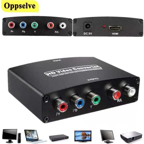 1080P HDMI-compatible to RGB Component 5 RCA YPbPr Video R/L Audio Converter Adapter For PC DVD HDTV Monitor Projector Splitter