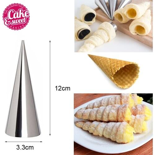 12Pcs/Set Stainless Steel Spiral Croissant Tubes Horn Moulds Conical Tube Cone Pastry Roll Molds Croissants DIY Baking Tools