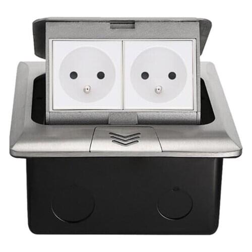 16A EU Standard Quick Pop Up Floor Socket Aluminum Internet Sockets 2 Way Sockets Electrical Switches Power Outlet