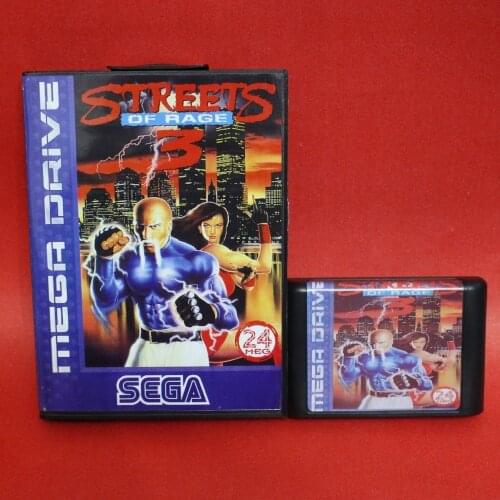 Streets Of Rage 3 16 bit MD card with Retail box for Sega MegaDrive Video Game console system