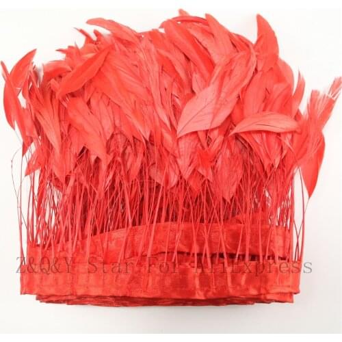 2-10 yards of natural 15-20CM (6-5 inches) torn tail hair dyed red to make cloth edges DIY decoration craft jewelry feather