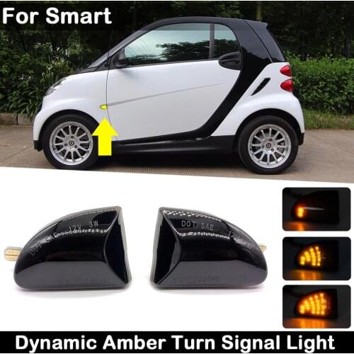 2Pcs For Smart Fortwo 451 MK1/MK2 2007-2015 Smoked Lens LED Side Marker Lamp Dynamic Amber Turn Signal Light