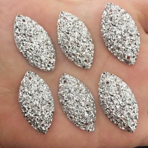 20PCS 15*30mm Resin Ore horse eye Flatback rhinestone scrapbook DIY wedding 2 hole Embellishment appliques ornaments PF447