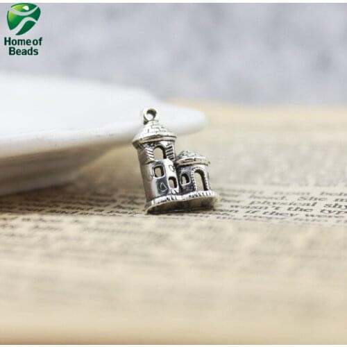 2020 30pcs Antique Silver Color DIY 3D House Castle Charms Pendants For Jewelry Making Handmade 19x13mm ZA1233