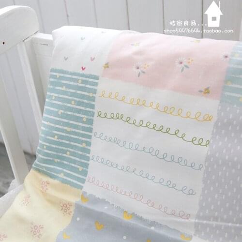 230x50cm Floral Patchwork Pastoral Cotton Twill Sewing Fabric, DIY Sheet Quilt Fitted Sheet Cloth