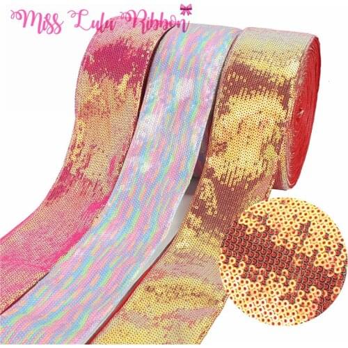 3 Inch 75mm 25 Yards Small Sequin Ribbon DIY Holiday Cheer Hair Bow Material Handmade Decorative Accessories