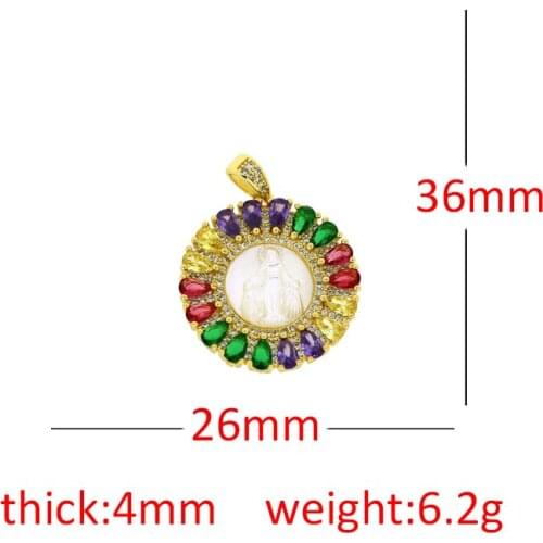 3 pcs micro rainbow crystal CZ Shell The virgin gold copper charm pendant fashion for making DIY jewelry for necklace earrings