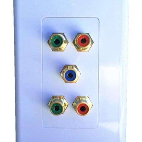 5RCA Adapter Video Audio RGB + LR 5 RCA AV Wall Face Plate White