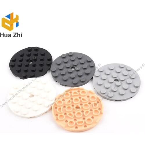 6PCS 11213 Plate Round 6 x 6 with HoleBuilding Blocks Parts MOC DIY Education Build Toys Brick