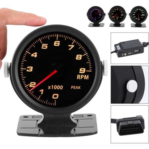60mm Touching 17 Color OBD2 3 Gauges Combo Set RPM+ Water Temperature + Volt Gauge