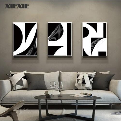 Abstract Geometry Black and White Wall Art Canvas Painting Abstract Nordic Posters and Print Wall Pictures for Living Room Decor