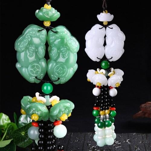Car Car creative Chairman Mao stone stone lotus female car ornaments Zhaocai brave peace diy real stone Obsidian jewelry penda