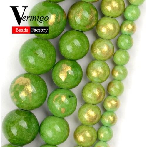 Natural Stone Beads 4mm-10mm Green Lapis Lazuli Jades Round Loose Beads for Needlework Jewelry Making Diy Jewellery Accessories