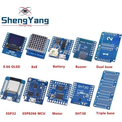 Esp8266 D1 Mini Pro Wifi Nodemcu Data Logger Shield Ds1307 Battery 0.66 Oled Dc Power Buzzer V1.0.0 Dual Base For Wemos Diy Kit