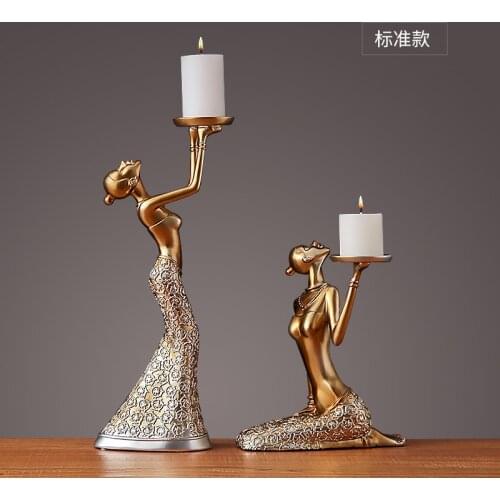 European Candlestick Decoration Nordic Romantic Golden Candle Holder Dining Table Retro Affordable Luxury Home Candlelight