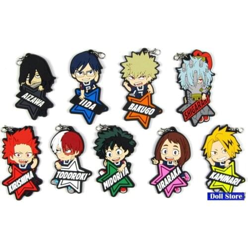 My Hero Academia Japanese anime figure bakugo katsuki OCHACO URARAKA Todoroki Shoto Rubber mobile phone charms/keychain/strap