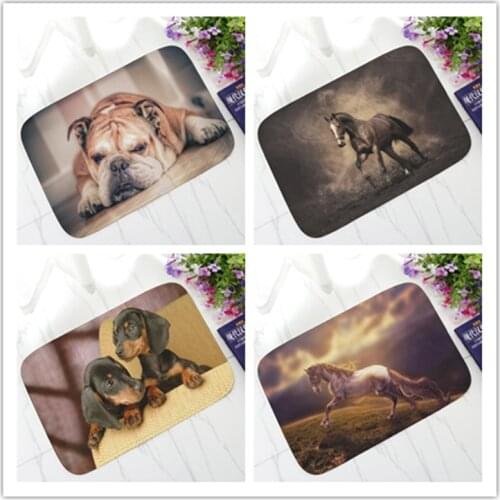 Flannel Dog Door Mats Anti-slip Tiger/Wolf Floor Mats Bedroom Pets Doormat 40*60cm Rug Kitchen Mats