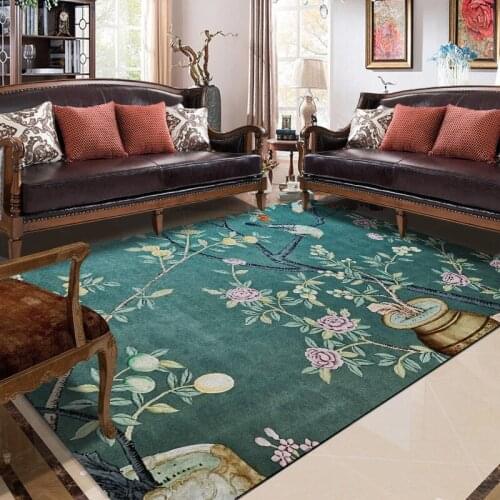Classic Pastoral Area Rugs Living Room Bedroom Chinese Style Big Tapete Yoga Mat Jacquard Sofa Floor Mat Flower Printed Carpets