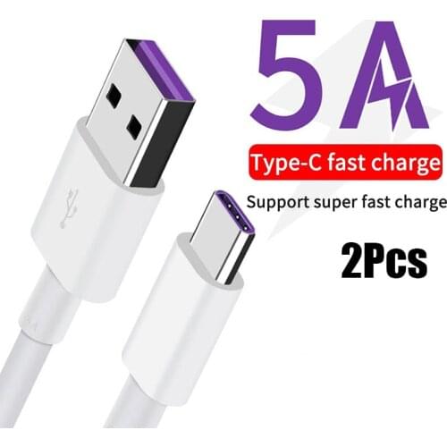 2pcs USB Type C Cable 1m Fast Charge Wire Cord USBC Cable For xiaomi redmi note 9s 9 s note9 pro note8pro 8a Phone USB-C Charger
