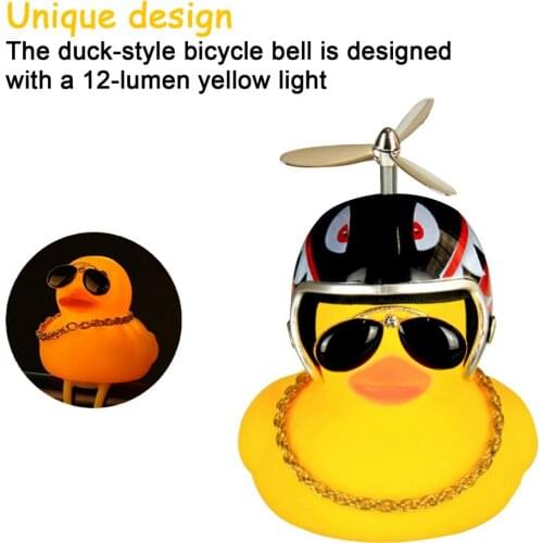Small Yellow Bike Duck Bell With Light Broken Wind Small Yellow Duck MTB Road Bike Motor Helmet Riding Cycling Accessories
