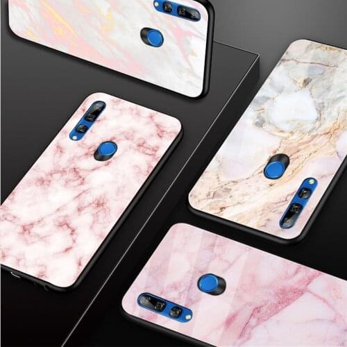 Pink marble fashion Tempered Glass Phone Case For Huawei honor 8X 9 10i 20i 20Lite 20Pro 30 Pro Cover Shell