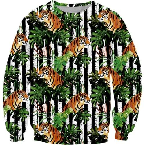 LCFA Fashion New Sweatshirt Men 3D Print Striped Tiger Leaf Autumn Long Sleeve Crewneck Streetwear Hombre Hip Hop Harajuku