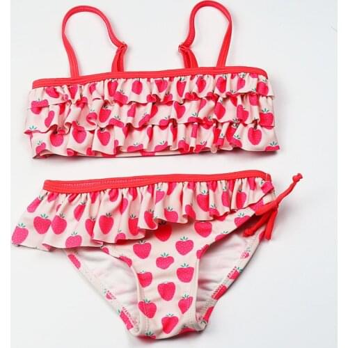 2020 New Summer Multilayer Triangle Swimwear Flowers Bikini Childrens Swimwear Girls Split Bikini Kids Cake Layer Swimsuit