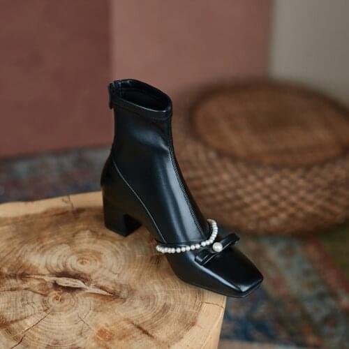 2021 Autumn Winter New British Style Thick Heel Short Boots High Heels Chelsea Boots for Women