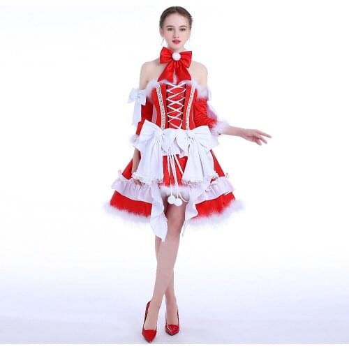 New Christmas performance clothing cosplay costume female adult anime COS womens red dress
