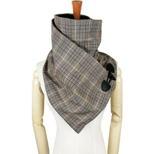 New unisex scarf plaid wool cotton winter women men scarf fashion neck wrap scarves wrap Horn Toggle Closure