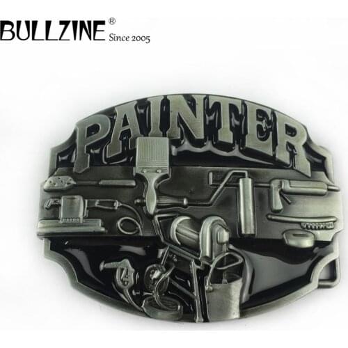 Bullzine wholesale zinc alloy retro Painter belt buckle pewter finish FP-02387-1 cowboy jeans gift belt buckle
