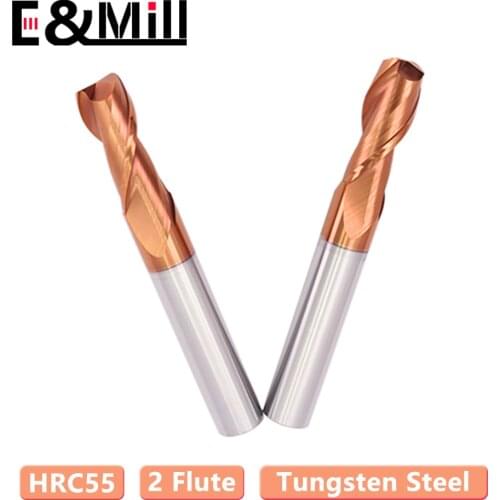 Keyway milling cutter 2 Flute flat-bottomed HRC55 keyway knife stainless steel 2 spiral 2-edged tungsten steel alloy end mill