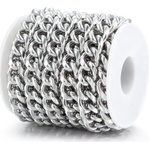 1 Meter Width 11mm Stainless Steel Twisted Curb Chains Bracelet For DIY Jewelry Making Finding Necklace Accessories Wholesale