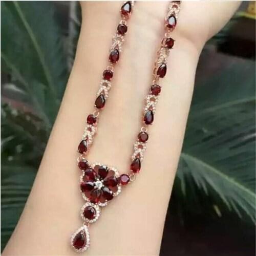 Real red garnet pendant Free shipping Natural origin garnet 925 sterling silver 4*6mm 4mm 24pcs