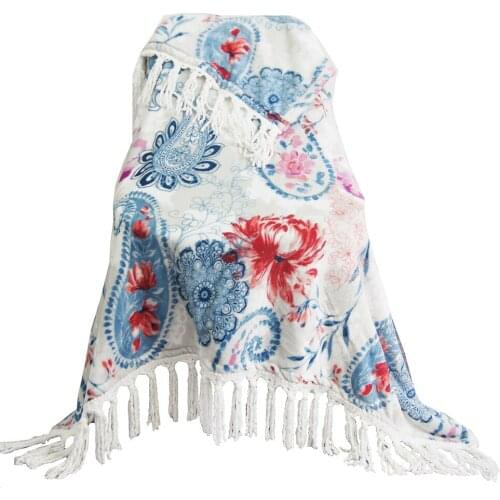 Mandala Bohemian Print Super Soft Coral Fleece Discounts 120x170cm Blanket Throw with Tassel Decorative Cover on Bed Sofa