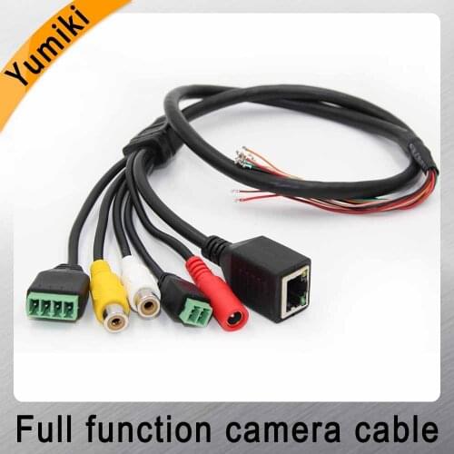 Yumiki full function cable LAN cable for CCTV IP camera board module (RJ45/Audio in&out/Alarm/RS485)