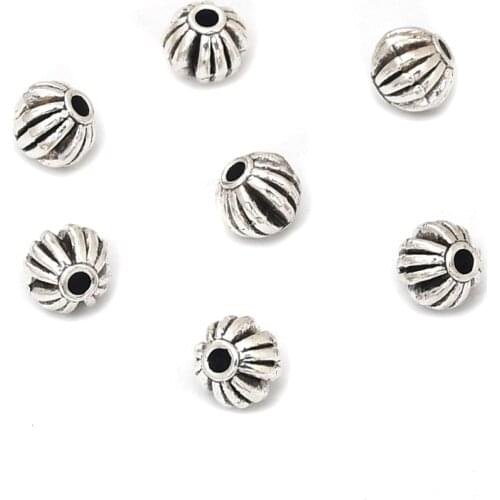 30pcs/lot Tibetan Silver Pumpkin Lantern Spacer Loose Bead Spacer Connectors for DIY Jewelry Making Bracelet Alloy Accessories