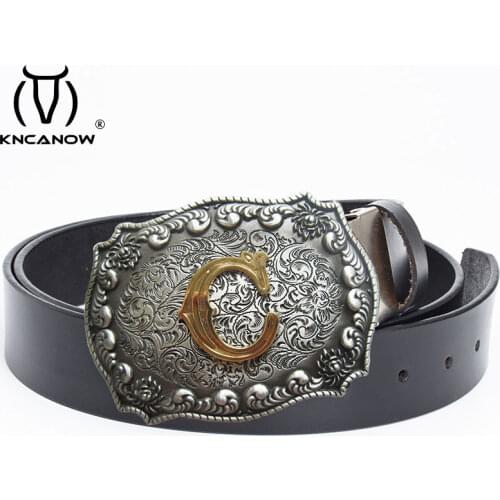 Men Fashion Luxury Brand Belt C Letter Punk Buckle Girdle Wide Leather Belt Cowskin Casual Waist Strap High Quality Cinturones