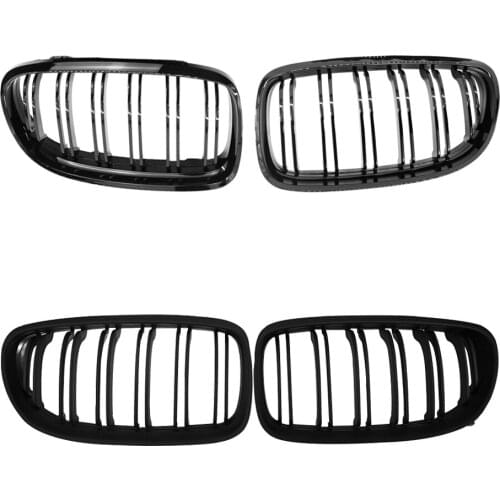 2Pcs Car Front Bumper Hood Kidney Grille Diamond Meteor Racing Grill Glossy Black For BMW 3 Series E90 2009-2012 51137201969
