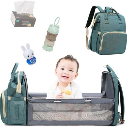 New Folding Portable Baby Crib Baby Bed Mommy Bag Multi-function Large-capacity Mummy Backpack Waterproof Maternity Bed