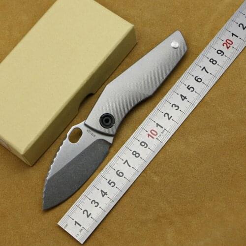 SJ75 Hot Stripe Folding Knife D2 Blade G10+Titanium Handle Camping Hunting Outdoor Tactical Fruit Pocket EDC Tools